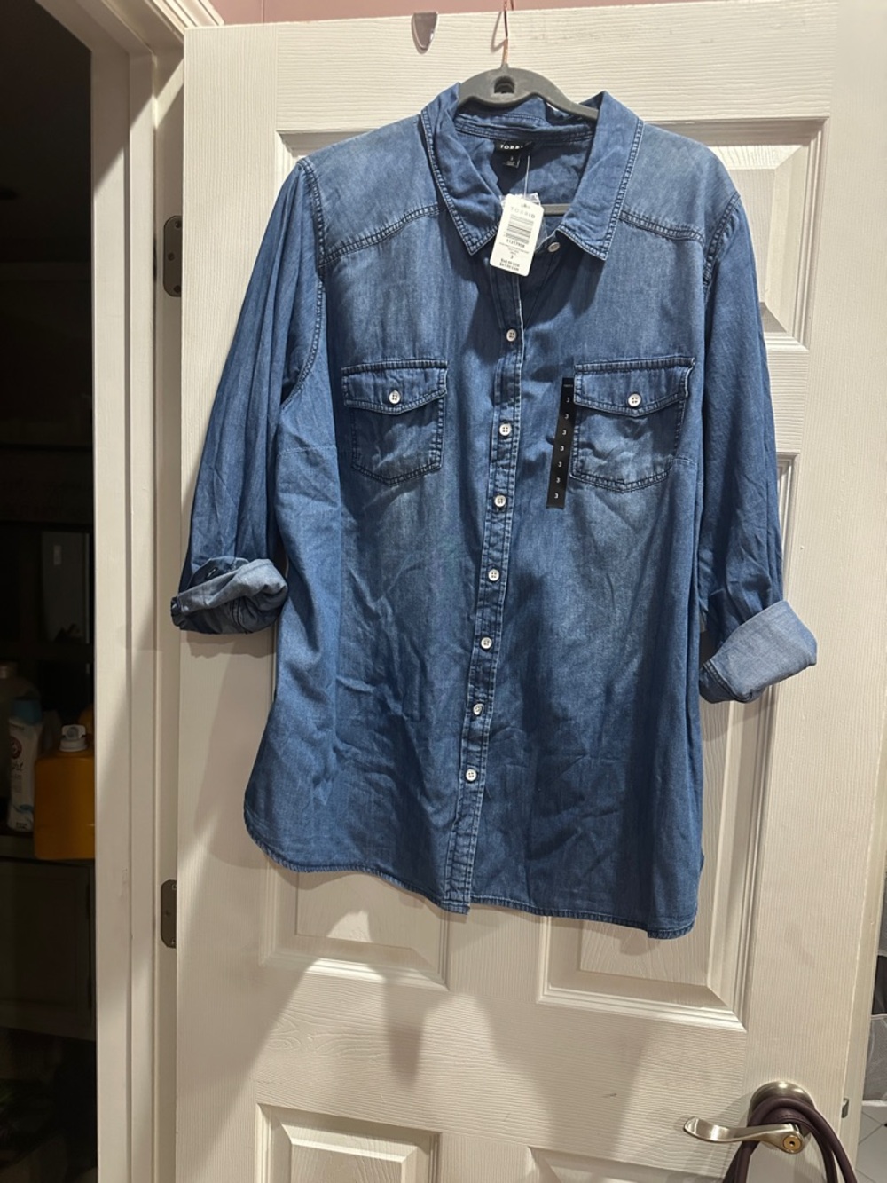torrid Denim Button-Up Shirt in Blue